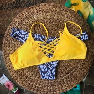 Bikini Separates: Yellow Strappy Top (bundle=save)